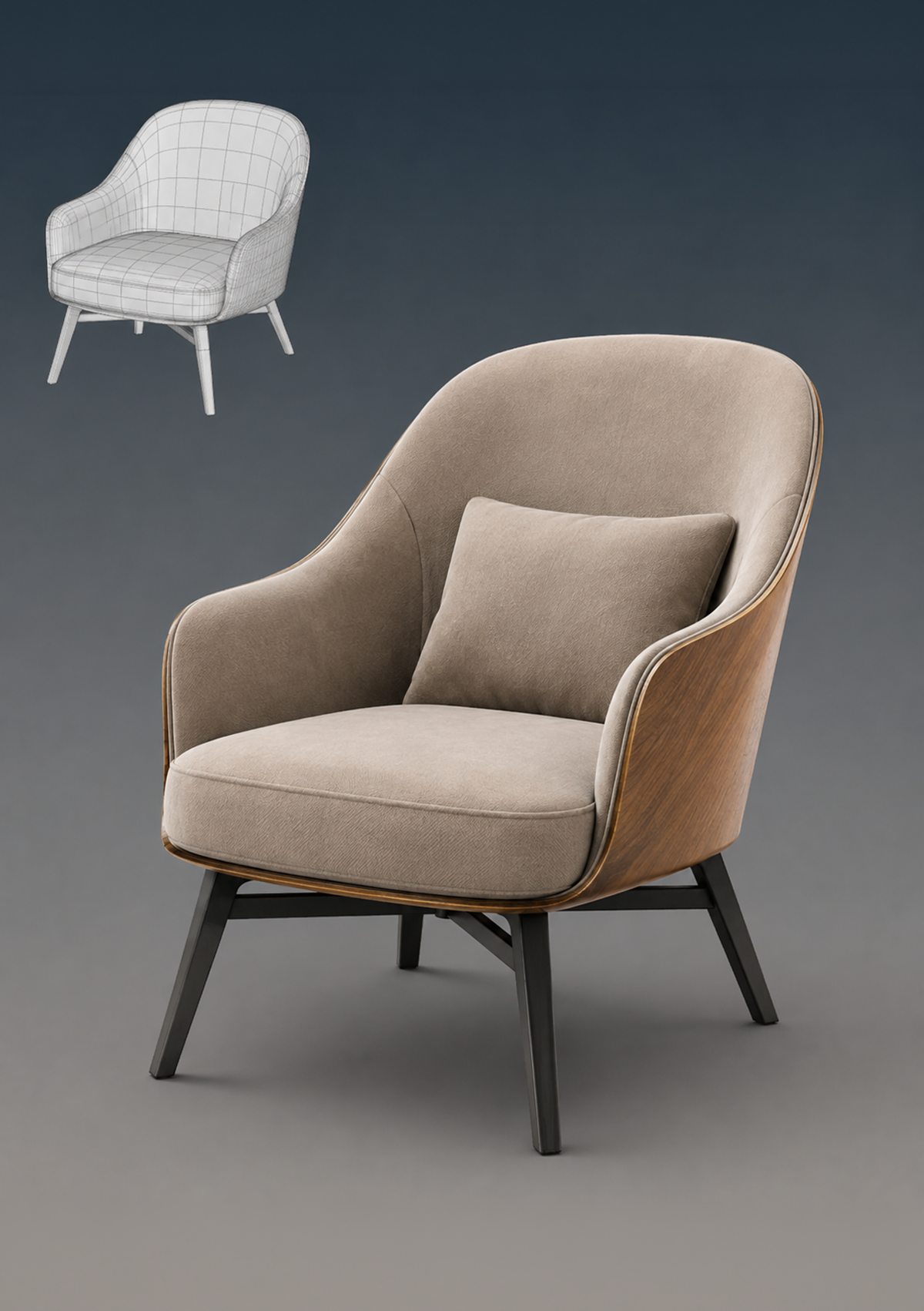 Fauteuil tissu et bois